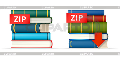 Libros ZIP pilas de iconos | Ilustración vectorial de stock |ID 4722800