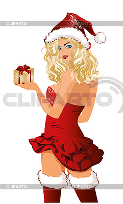Sankt-Mädchen Weihnachtsgeschenk, Vektor-Illustration | Stock Vektorgrafik |ID 4574185