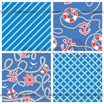 Conjunto de modelos náuticas sin fisuras en azul backgroun | Ilustración vectorial de stock |ID 4520924