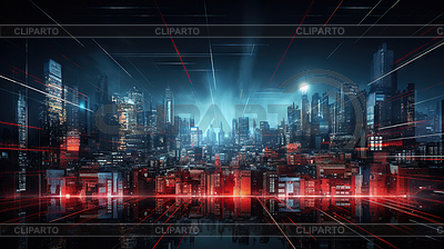 Бизнес-концепция Neon technology city с | Иллюстрация большого размера |ID 7544365