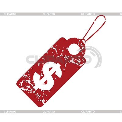 Red grunge logo etiqueta dólar | Ilustración vectorial de stock |ID 4973526