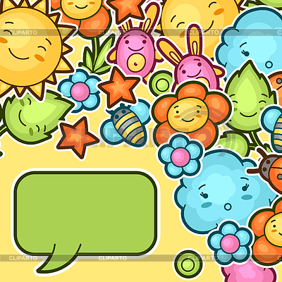 Cute child background with kawaii doodles. Spring | Stock Vector Graphics |ID 5531674