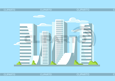 Fondo de rascacielos de la ciudad en colores azules | Ilustración vectorial de stock |ID 6640267