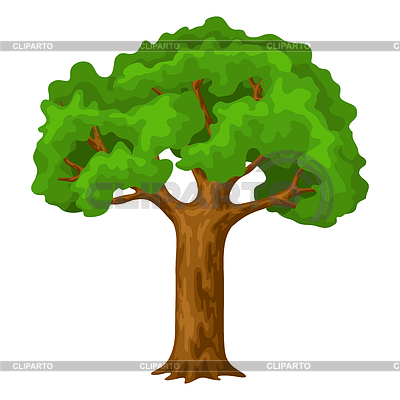 Árbol estilizado de primavera o verano con hojas verdes | Ilustración vectorial de stock |ID 6925548