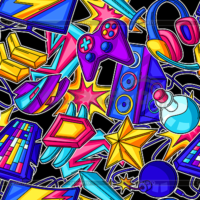 Patrón sin fisuras con elementos de juego. Deportes cibernéticos, | Ilustración vectorial de stock |ID 7157052