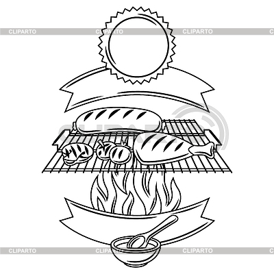 Fondo de barbacoa con objetos e iconos de parrilla. | Ilustración vectorial de stock |ID 7350586