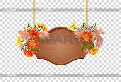 Hängendes Zeichen mit Blumen | Stock Vektorgrafik |ID 6912678