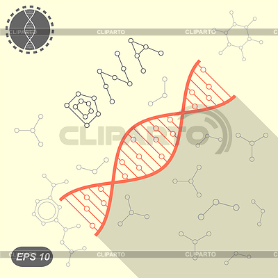 Icono de ADN simple sobre fondo amarillo con moléculas | Ilustración vectorial de stock |ID 5041350