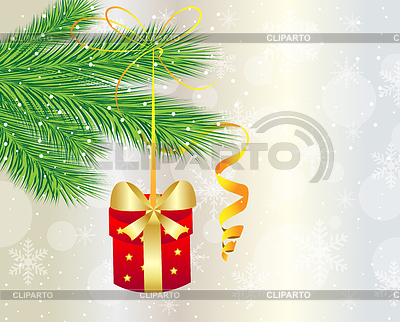 Regalo festivo cuelga en la rama verde de árbol | Ilustración vectorial de stock |ID 4620727