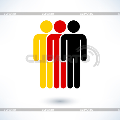 Colored logotype three people painted in colors of National Flag of Germany (man figure) | Stock Vector Graphics |ID 4635680