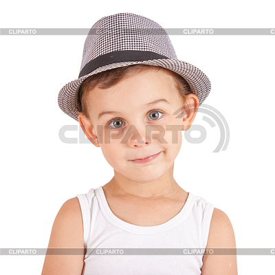 Niño pequeño fresco estilo en un sombrero. Aislado en | Foto de alta resolución |ID 4650449