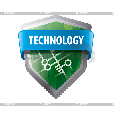 Logo grünen Schild mit Chip | Stock Vektorgrafik |ID 5095371