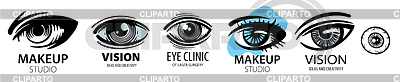 Conjunto de logotipos con ojos dibujados | Ilustración vectorial de stock |ID 7129580