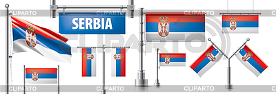 Набор государственного флага Сербии в различных творческих | Векторный клипарт |ID 7141879