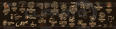 Gran conjunto de logotipos dibujados y elementos de café. | Ilustración vectorial de stock |ID 7160592