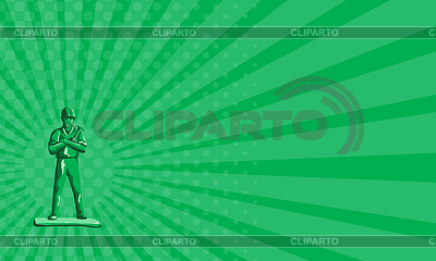 Tarjeta de visita verde del constructor sostiene el martillo retro | Ilustración de alta resolución |ID 5843420