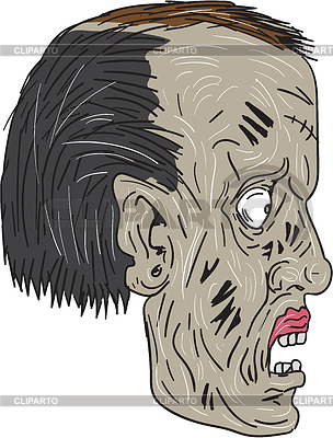 Zombie Head Side Drawing | Векторный клипарт |ID 6241731