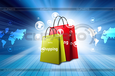 Concepto de compras en línea en fondo de color | Ilustración de alta resolución |ID 7301457