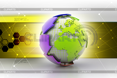 Globo con flecha de comunicación en fondo de color | Ilustración de alta resolución |ID 7301777