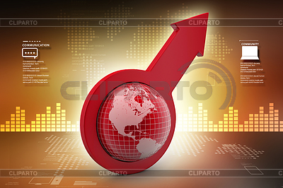 Flecha sosteniendo globo en fondo de color | Ilustración de alta resolución |ID 7301870