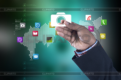 Man showing camera icons | High resolution stock photo |ID 7306729