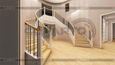 Escalera brillante en representación moderna de la oficina 3d | Ilustración de alta resolución |ID 6024217