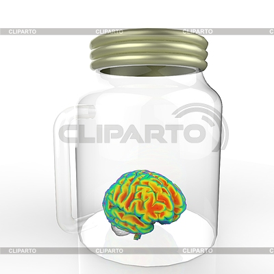 Das menschliche Gehirn im Glas 3D-Rendering | Illustration mit hoher Auflösung |ID 6164200