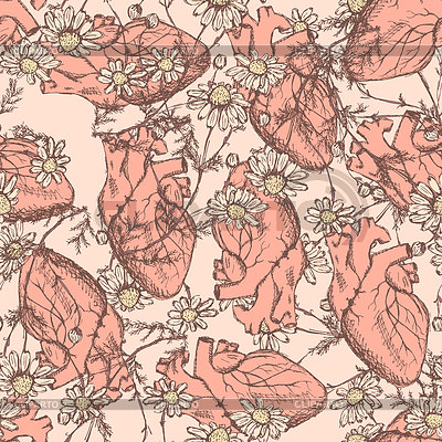 Sketch menschlichen Herzens mit Gänseblümchen | Stock Vektorgrafik |ID 4738457