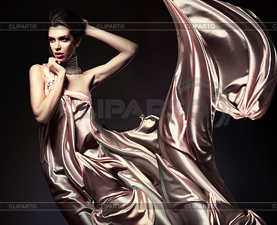 Attractive woman in beautiful fabric | High resolution stock photo |ID 4777512