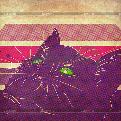 Gatito retro mirando hacia arriba grunge | Ilustración de alta resolución |ID 7156907