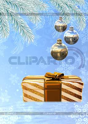 Christmas card with 3D gift box | High resolution stock illustration |ID 7302616