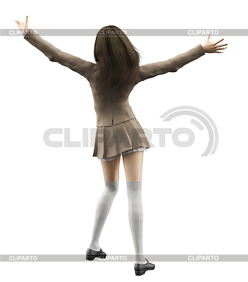 3D asiatisches Schulmädchen | Illustration mit hoher Auflösung |ID 7387857