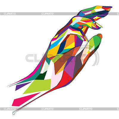 Mano poligonal colorida | Ilustración vectorial de stock |ID 7393282