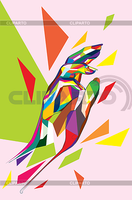 Mano poligonal colorida | Ilustración vectorial de stock |ID 7403892