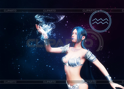 Aquarius girl with blue hair | High resolution stock illustration |ID 7436861