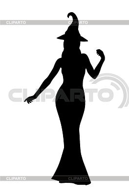 Silhouette of witch in long dress | Stock Vector Graphics |ID 7505547
