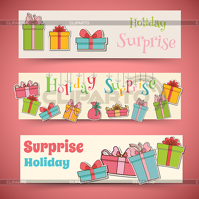 Colorful vintage gift postcard banners concept. | Stock Vector Graphics |ID 4641186