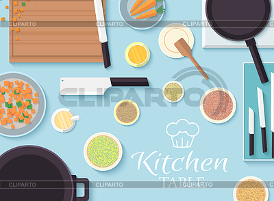 Flat kitchen table for cooking in house desi | Stock Vector Graphics |ID 4651082