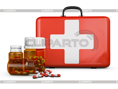 Red suitcase with bottles | High resolution stock illustration |ID 6934214