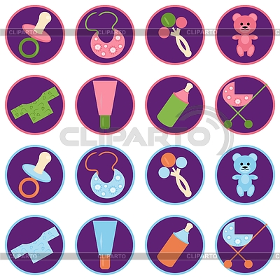 Establecer con los objetos del bebé iconos | Ilustración vectorial de stock |ID 4696942