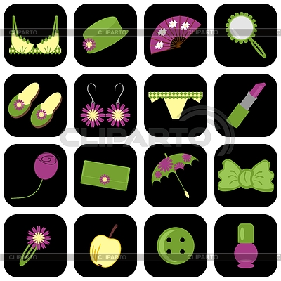 Conjunto de iconos con los objetos de la señora | Ilustración vectorial de stock |ID 4696972