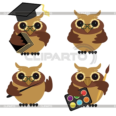 Four owls on white background | Stock Vector Graphics |ID 4697004