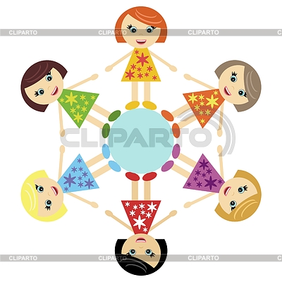 Seis niña y de la Tierra | Ilustración vectorial de stock |ID 4697184