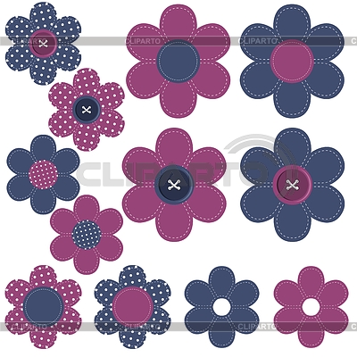 Fijado con las flores del libro de recuerdos y botones | Ilustración vectorial de stock |ID 4699447