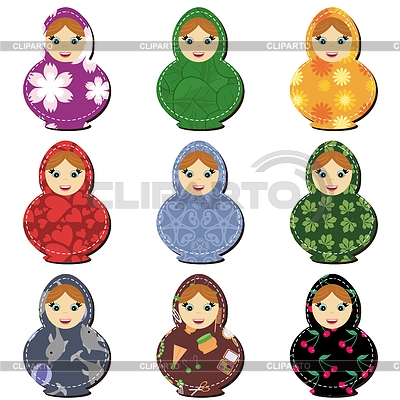 Muñecas rusas tradicionales | Ilustración vectorial de stock |ID 5065996