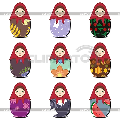 Muñecas matryoshka libro de recuerdos en blanco | Ilustración vectorial de stock |ID 5066066