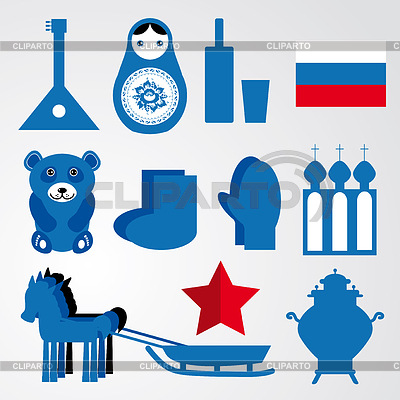 Путешествия набор различных стилизованных русских икон | Векторный клипарт |ID 4785945