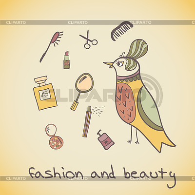 Cosméticos de maquillaje y moda hermosa ave | Ilustración vectorial de stock |ID 4802933