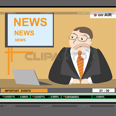 Noticia ancla hombres título tv, | Ilustración vectorial de stock |ID 6489676