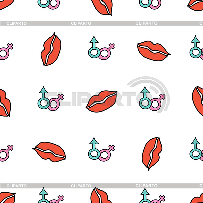 Fondo inconsútil con labios rojos | Ilustración vectorial de stock |ID 6494651